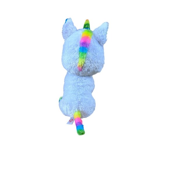 Ty Beanie Boos Medium Pixy White Rainbow Unicorn Stuffed Animal Plush 9" - Picture 3 of 9
